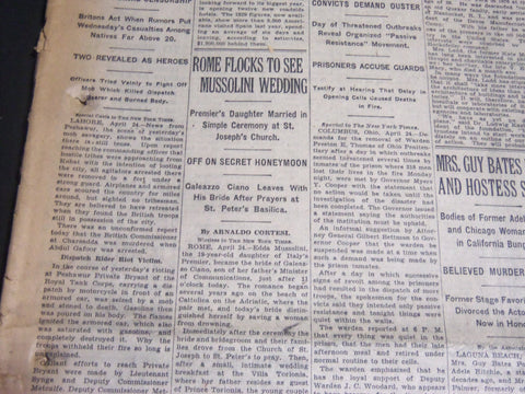 1930 APRIL 25 NEW YORK TIMES - ROME FLOCKS TO SEE MUSSOLINI WEDDING - NT 6686