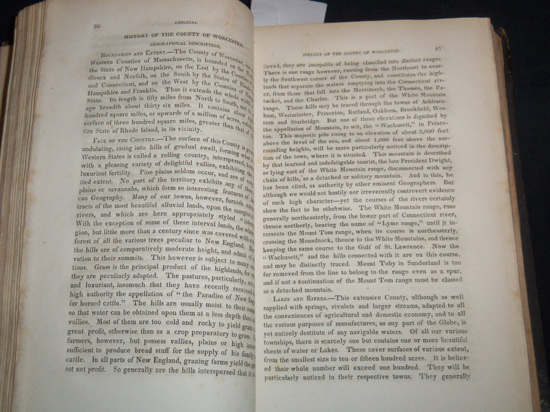1825-1826 THE WORCESTER MAGAZINE & HISTORICAL JOURNAL VOLUME 1 - KD 5523D