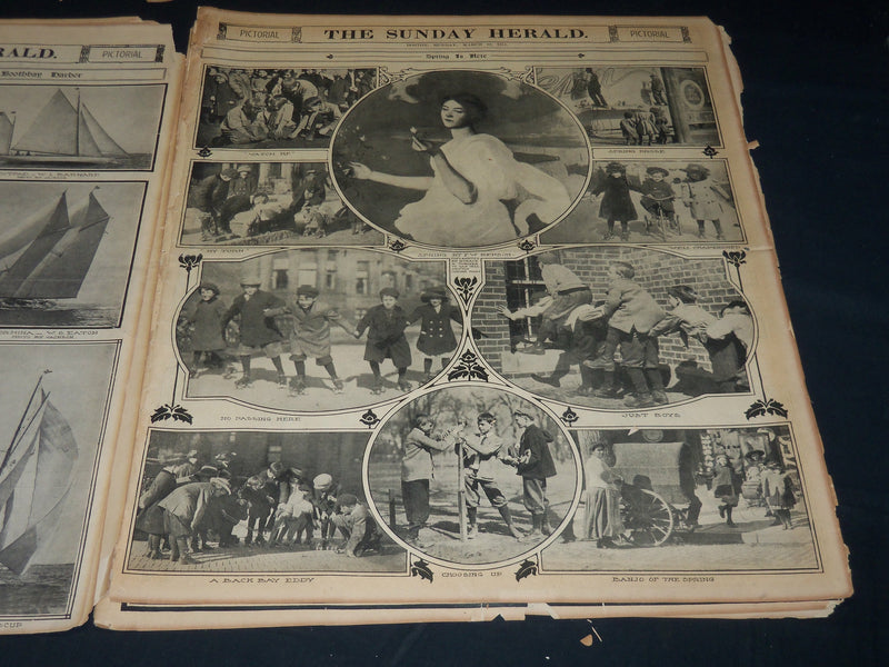 1910-1911 THE BOSTON HERALD SUNDAY PICTORIAL SECTIONS LOT OF 15 - UP 85