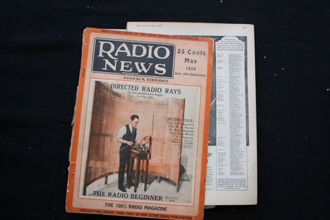 1924 MAY RADIO NEWS MAGAZINE - DIRECTED RADIO RAYS COVER - E 10562