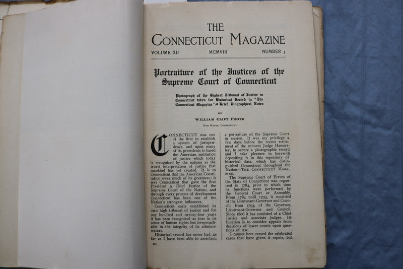 1908 THE CONNECTICUT MAGAZINE - SOFTCOVER - K 3205