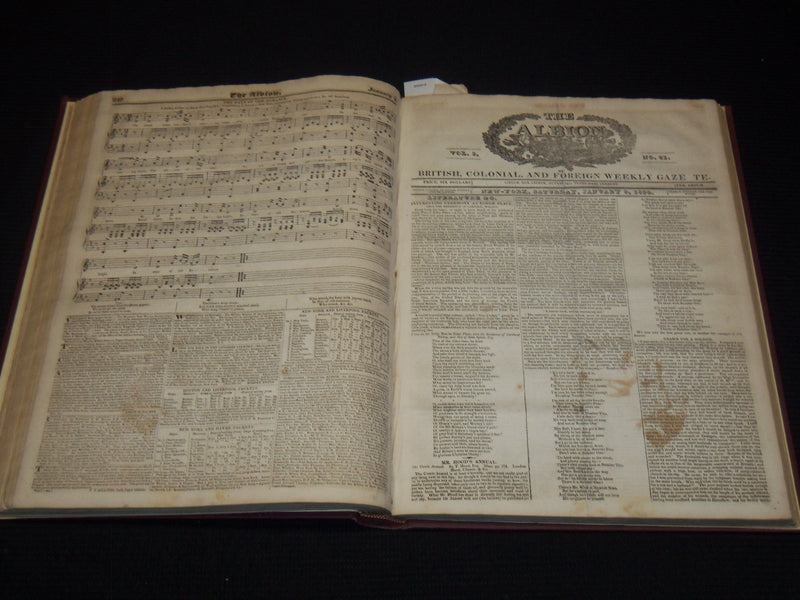 1829-1830 THE ALBION WEEKLY GAZETTE BOUND VOLUME NO. 8 - NEW YORK - R 89X