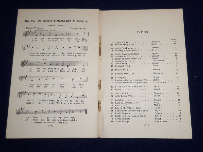 1896 THE KNICKERBOCKER SERIES OF SCHOOL SONGS BOOK 1 BY F. E. HOWARD - K 518