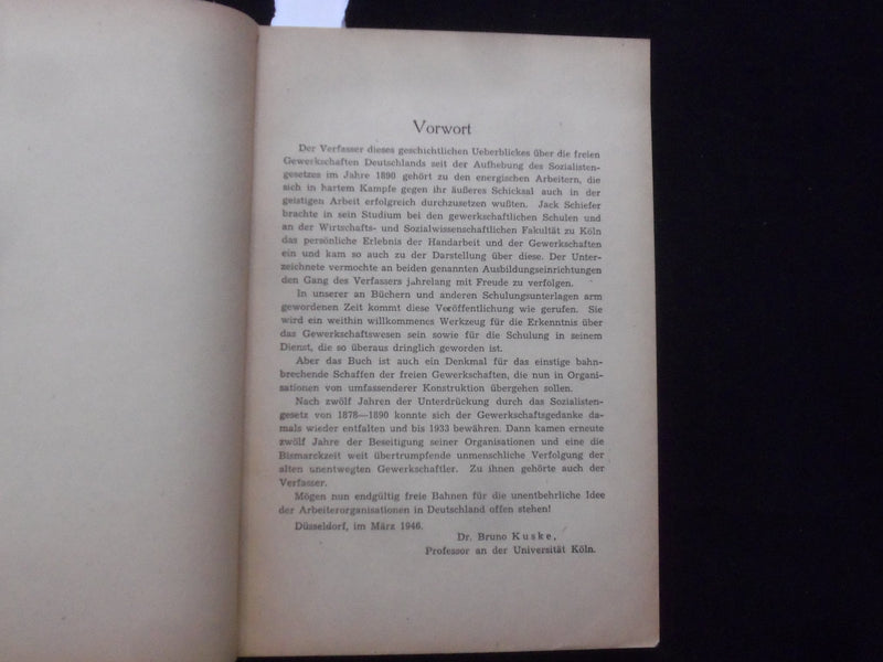 1946 GESHCICHTE DER DEUTSCHEN GEWERKSCHAFTEN SOFTCOVER BOOK -GERMAN TEXT- J 9998