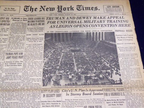 1947 AUGUST 29 NEW YORK TIMES - TRUMAN AND DEWEY MAKE APPEAL - NT 3325