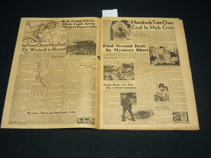 1945 JANUARY 29 BOSTON DAILY RECORD NEWSPAPER -SILESIA COAL FIELDS FALL- NP 4884