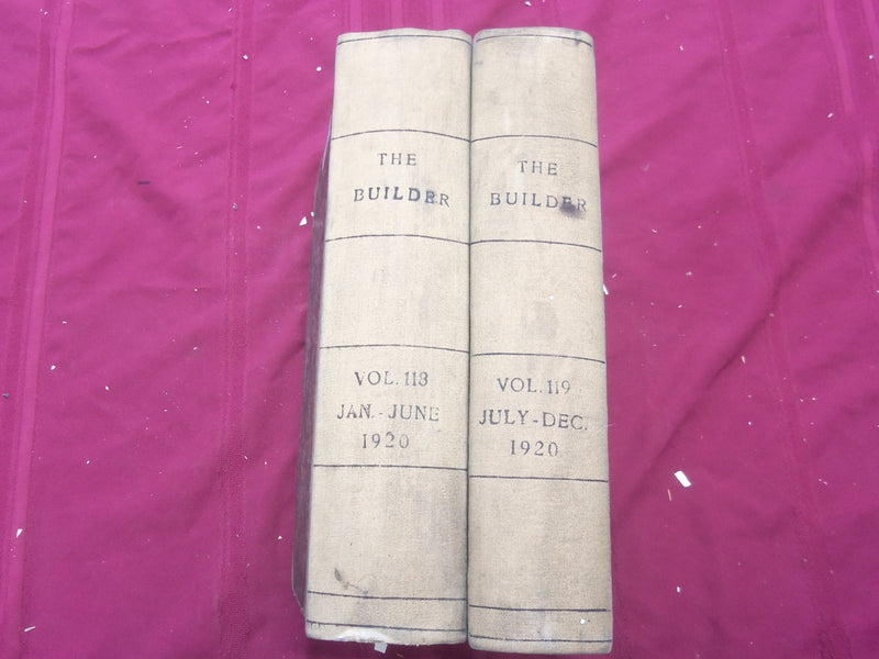 1920 JAN-DEC THE BUILDER U. K. MAGAZINE BOUND VOLUMES - 2 VOLS - FOLD OUTS- C 30