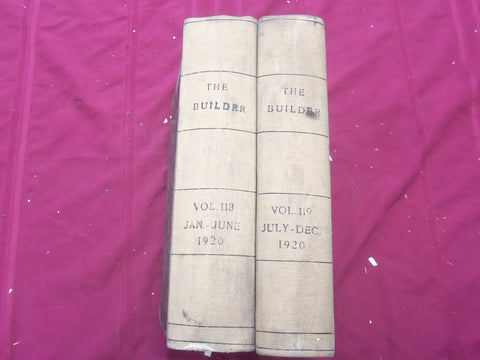 1920 JAN-DEC THE BUILDER U. K. MAGAZINE BOUND VOLUMES - 2 VOLS - FOLD OUTS- C 30