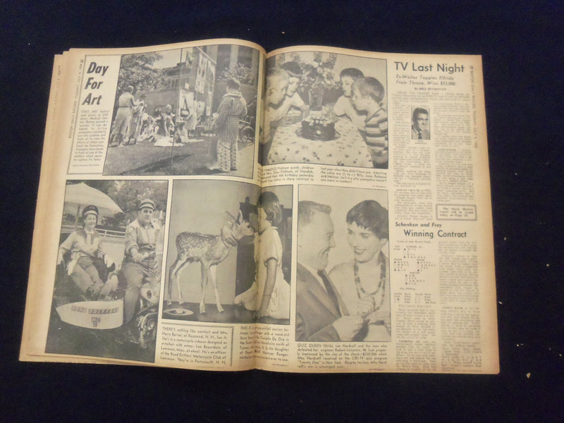 1958 JULY 8 BOSTON DAILY RECORD NEWSPAPER-MIKE 'SPY QUITS GOLDFINE PROBE-NP 6350