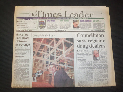 1998 MARCH 20 WILKES-BARRE TIMES LEADER - JOE PATERNO PRESS CONFERENCE - NP 7482