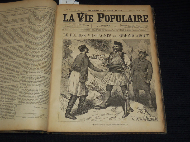 1885 APRIL-JUNE LA VIE POPULAIRE FRENCH MAGAZINE BOUND VOLUME - ZOLA - R 89C