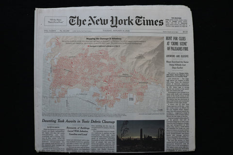 2025 JANUARY 14 NEW YORK TIMES - HUNT FOR CLUES AT CRIME SCENE OF PALISADES FIRE