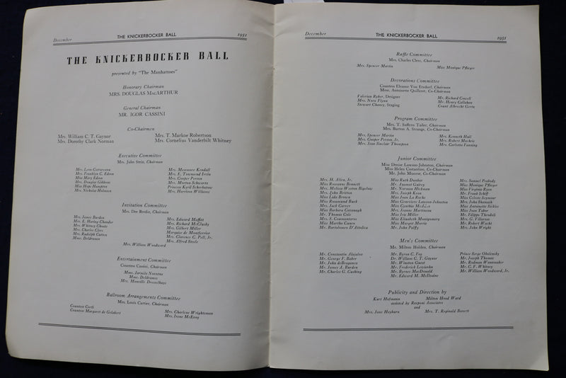 1951 DECEMBER 14 THE KNICKERBOCKER BALL PROGRAM - K 1738