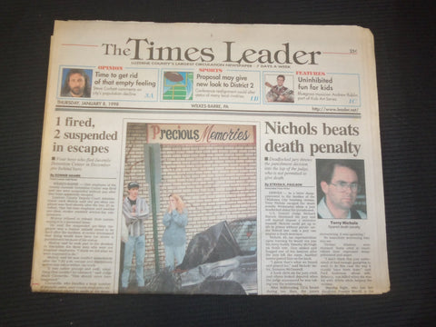1998 JAN 8 WILKES-BARRE TIMES LEADER -TERRY NICHOLS BEATS DEATH PENALTY- NP 7484