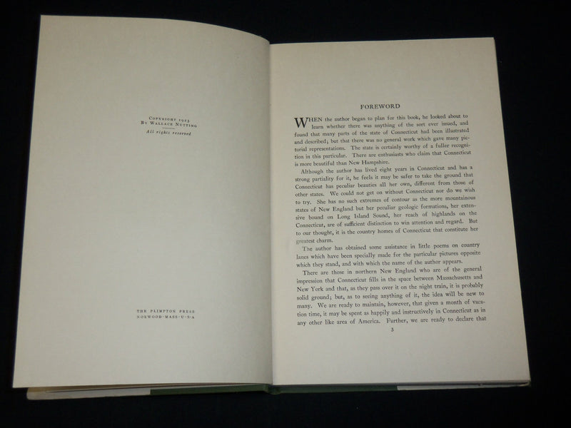 1923 CONNECTICUT BEAUTIFUL HARDCOVER BOOK BY WALLACE NUTTING - KD 6475