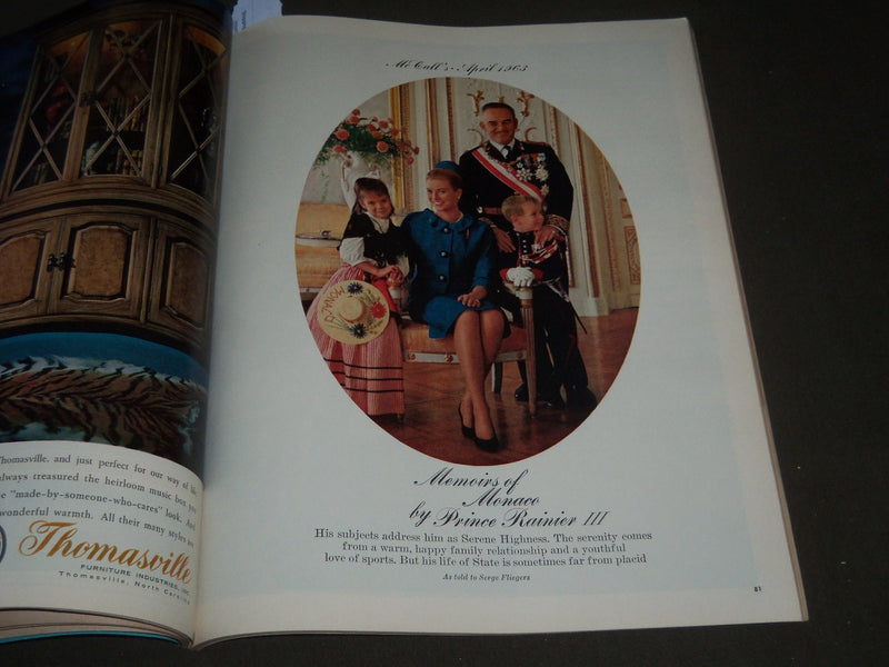1963 APRIL MCCALL'S MAGAZINE - PRINCESS GRACE - GREAT FASHION ADS - ST 5212