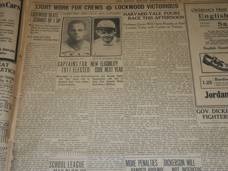 1910 JUNE 29 THE BOSTON HERALD - COLONEL ROOSEVELT HERE - TAFT ON WAY - BH 340