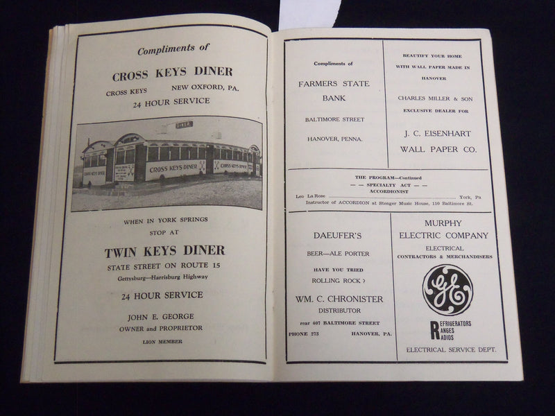 1941 THE BARS AND STRIPES MINSTREL PROGRAM - HANOVER, PENNSYLVANIA - J 8982