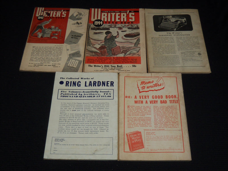 1938-1944 WRITER'S DIGEST MAGAZINE LOT OF 5 ISSUES - O 1134K