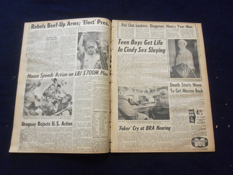 1965 MAY 5 BOSTON RECORD AMERICAN NEWSPAPER - REBELS 'ELECT' PRESIDENT - NP 6282