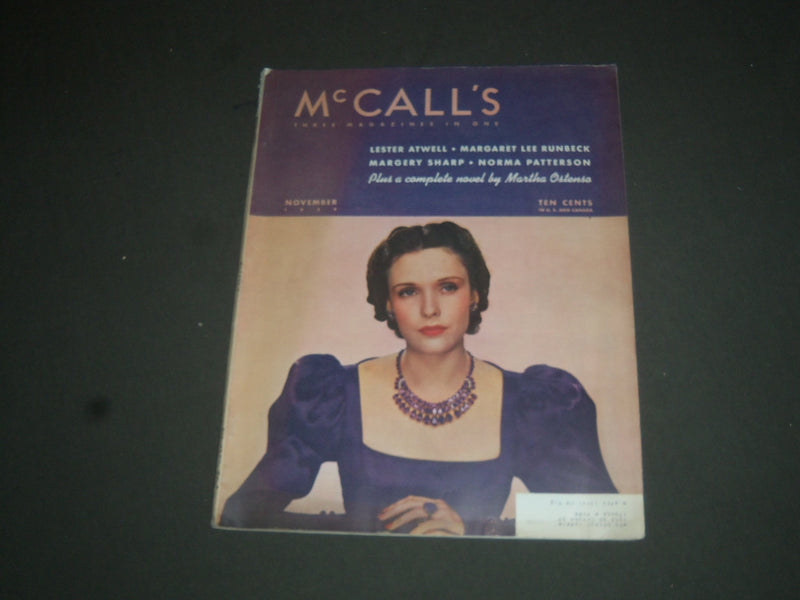 1939 NOVEMBER MCCALL'S MAGAZINE - NICE COVER, STORIES & ADS - SP 6778