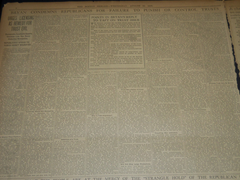 1908 AUGUST 28 THE BOSTON HERALD - OLD ACADEMY OF MUSIC COLLAPSES - BH 301