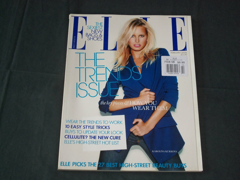 2008 FEB ELLE MAGAZINE - U.K. BRITISH EDITION - KAROLINA KURKOVA COVER - RC 1364