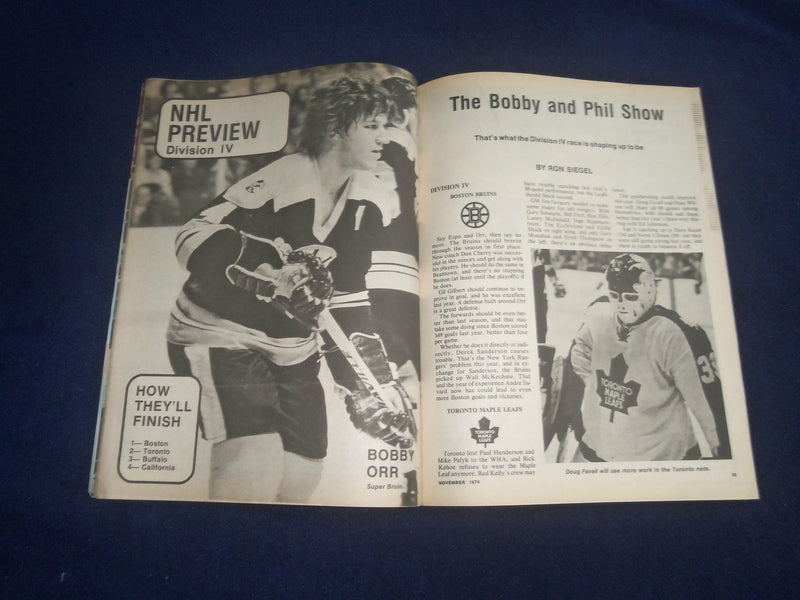 1974 NOVEMBER HOCKEY PICTORIAL MAGAZINE - PHIL ESPOSITO COVER - F 253A
