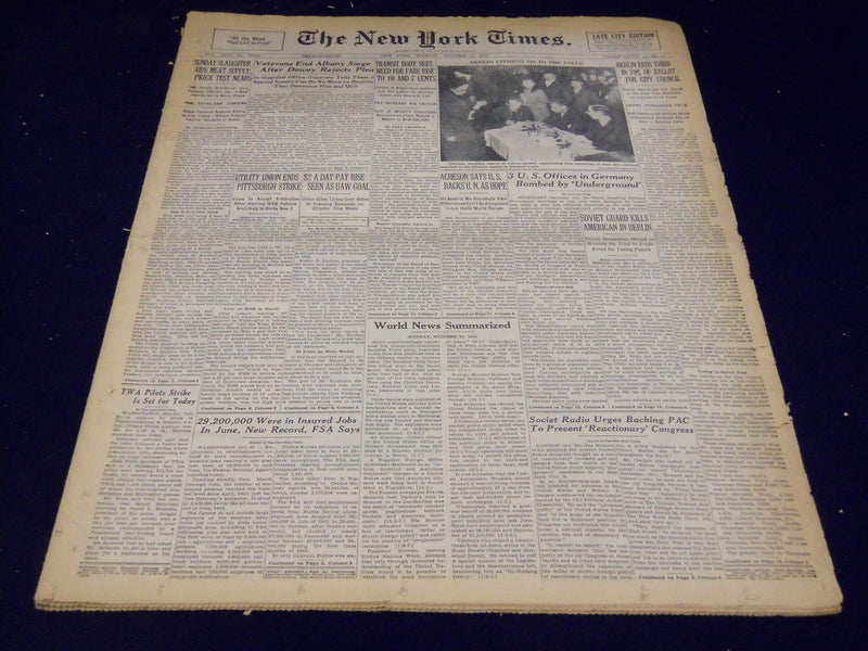 1946 OCTOBER 21 NEW YORK TIMES - BERLIN CITIZENS TO VOTE - NT 3249