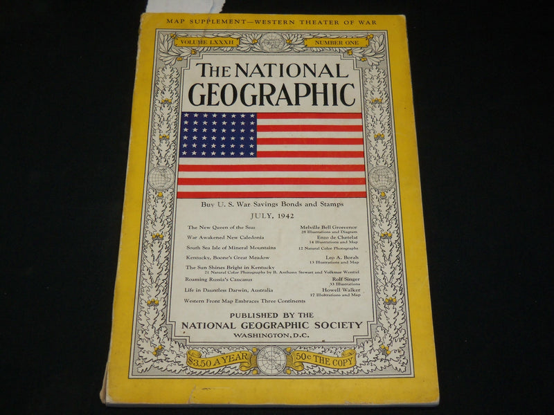 1942 JULY NATIONAL GEOGRAPHIC MAGAZINE - AMERICAN FLAG COVER - J 6087