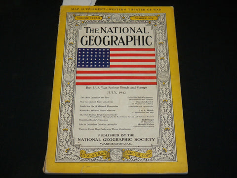 1942 JULY NATIONAL GEOGRAPHIC MAGAZINE - AMERICAN FLAG COVER - J 6087