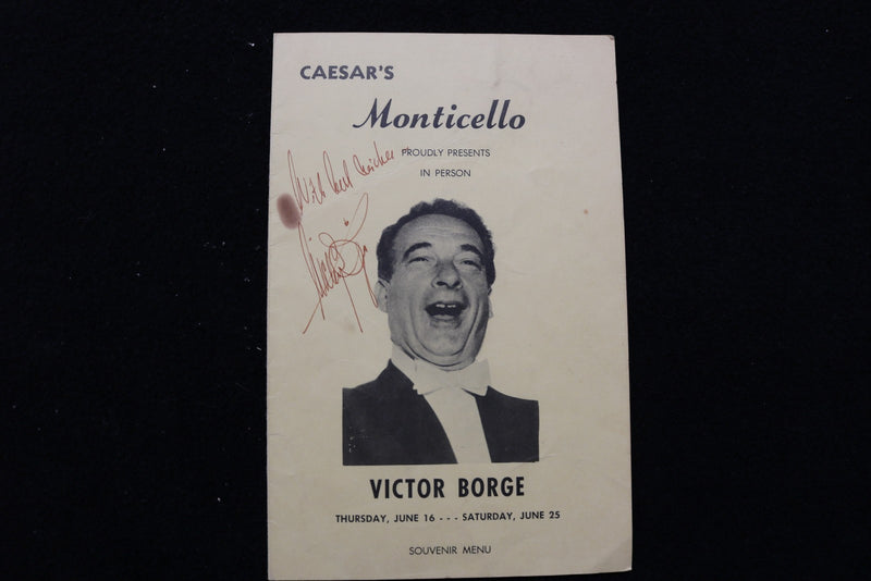 1950'S CAESAR'S MONTICELLO MENU - VICTOR BORGE SIGNED COVER - K 2863