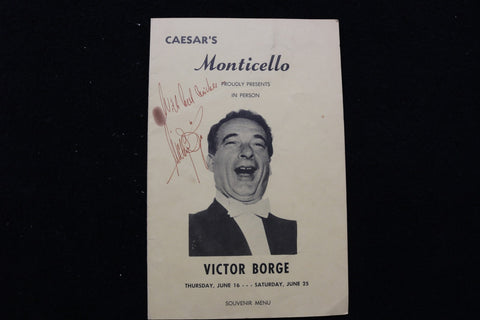 1950'S CAESAR'S MONTICELLO MENU - VICTOR BORGE SIGNED COVER - K 2863