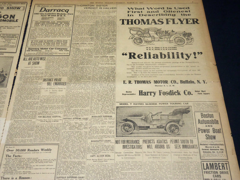 1907 MARCH 12 THE BOSTON HERALD-ADOPTED SON & COUSIN JOIN SON EDDY SUIT - BH 385