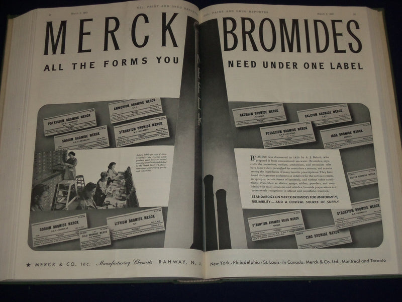 1941 OIL PAINT & DRUG REPORTER MAGAZINE BOUND VOL LOT OF 4 - GREAT ADS - KD 1221
