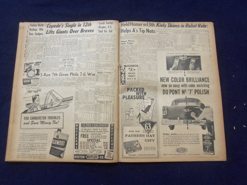 1958 JUNE 6 BOSTON RECORD AMERICAN NEWSPAPER -WIFE MURDERED LOVERS' LANE-NP 6278
