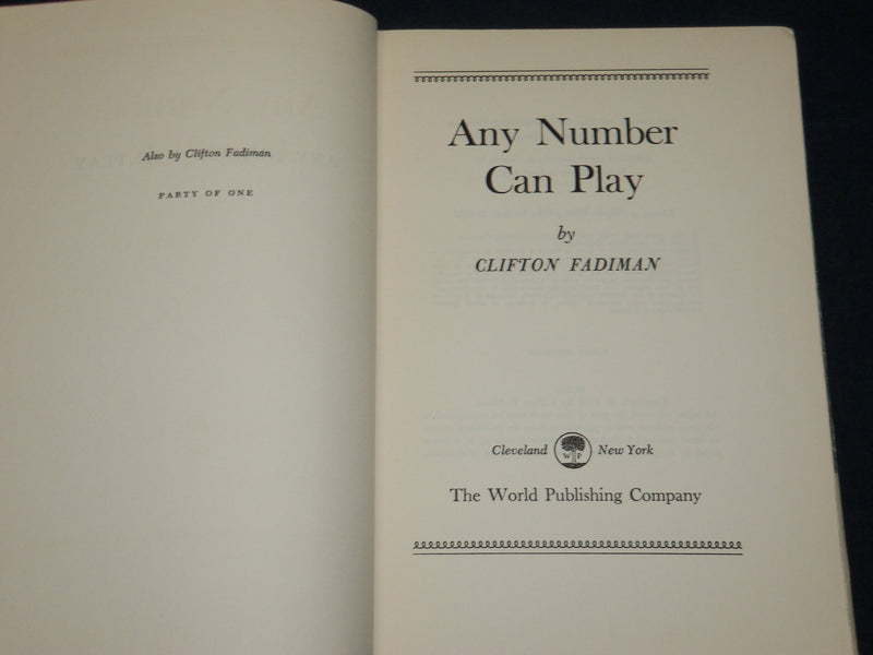 1957 ANY NUMBER CAN PLAY 9 BOOK INSCRIBED BY CLIFTON FADIMAN - FIRST EDN - D 570