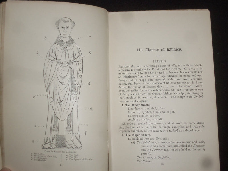 1898 MONUMENTAL BRASSES HARDCOVER BOOK BY REV. HERBERT W. MACKLIN - KD 9261