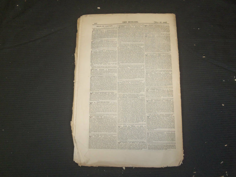 1865 MAY 27 THE BUILDER ARCHITECT MAGAZINE - ILLUSTRATIONS - ST 415P