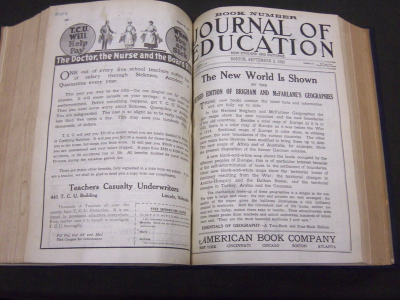 1920 JANUARY-DECEMBER JOURNAL OF EDUCATION BOUND VOLUME - COMPLETE YEAR - R 930