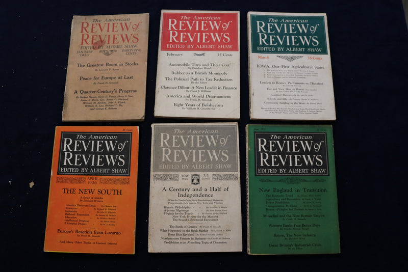 1926 AMERICAN REVIEW OF REVIEWS MAGAZINE - COMPLETE YEAR - LOT OF 12 - O 3307
