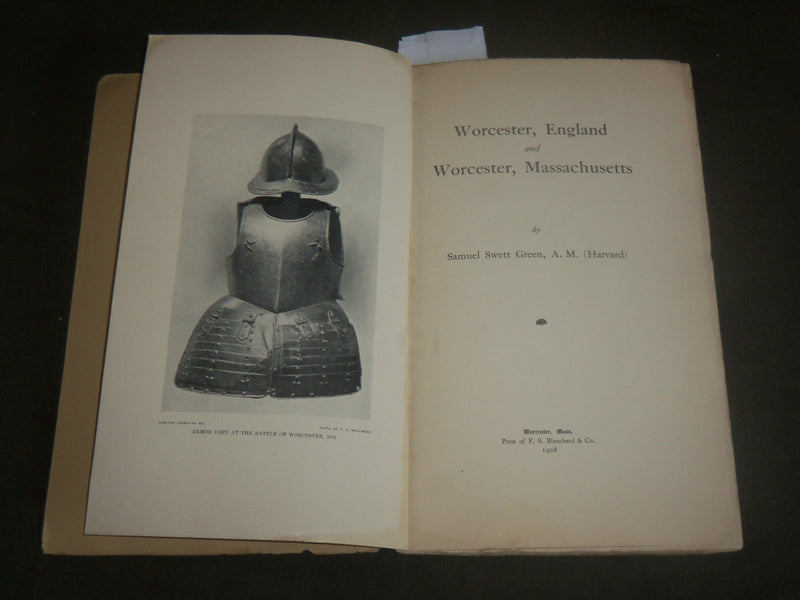 1908 WORCESTER ENGLAND AND WORCESTER MASSACHUSETTS SIGNED BOOK - J 7105