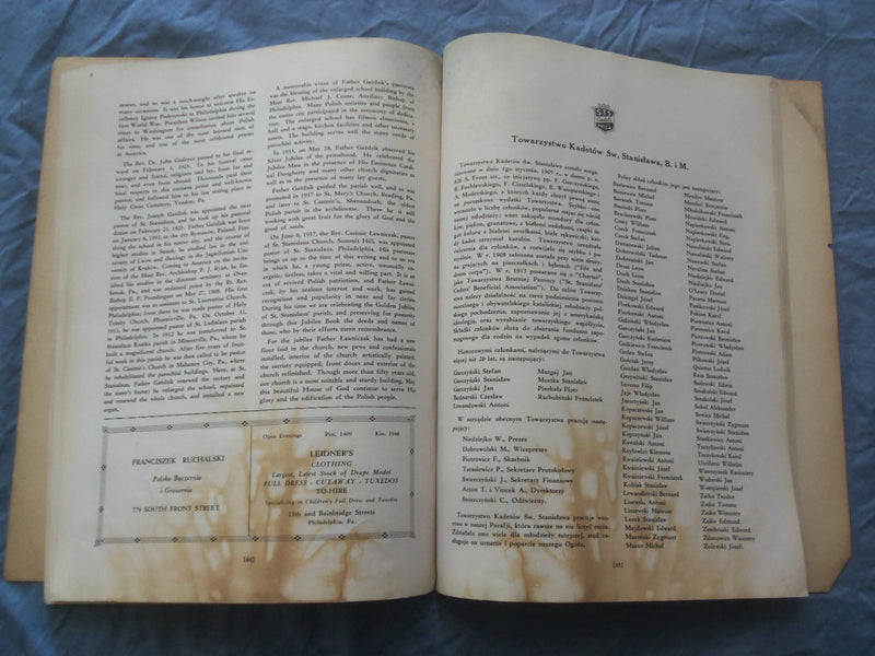 1941 ST. STANISLAUS PARISH YEARBOOK - PHILADELPHIA, PA - POLISH TEXT - YB 3395
