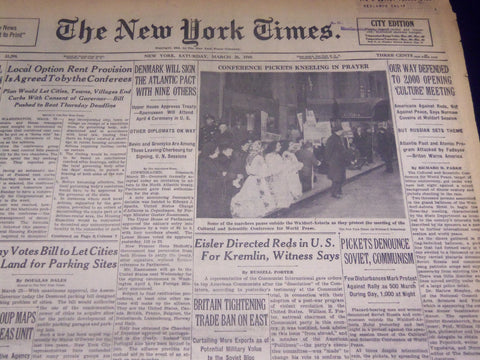 1949 MARCH 26 NEW YORK TIMES - EISLER DIRECTED REDS IN U. S. - NT 3636