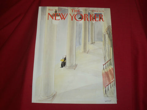 1987 NOVEMBER 9 NEW YORKER MAGAZINE FRONT COVER ONLY - GREAT ART FOR FRAMING