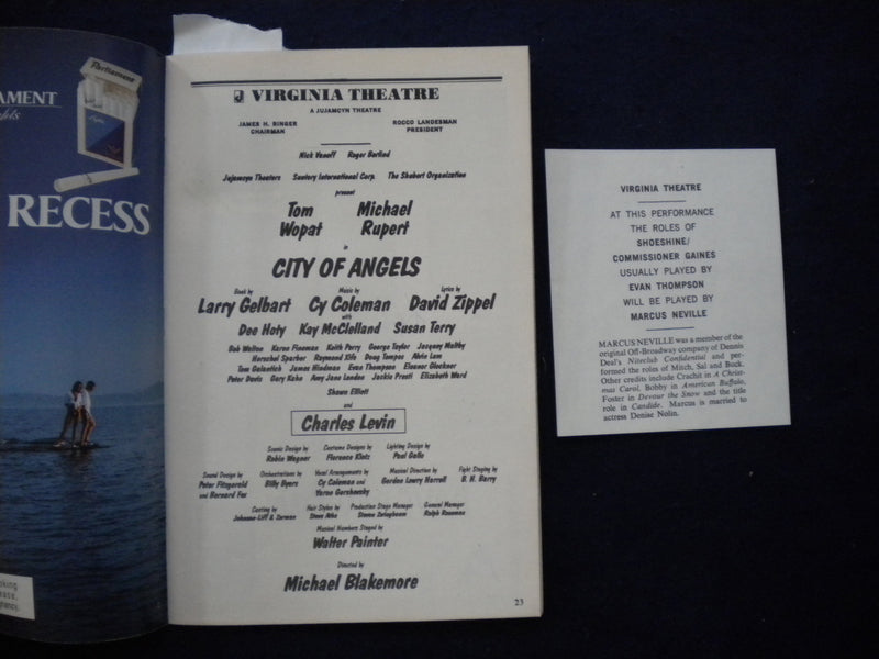 1991 CITY OF ANGELS PLAYBILL - 15 SIGNATURES ON THE COVER & INSIDE PAGES- J 8320