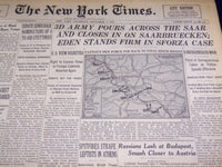 1944 DECEMBER 7 NEW YORK TIMES - 3D ARMY NEAR SAARBRUECKEN - NT 2367