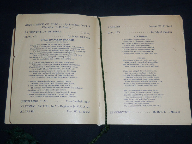 1914 ALFRED CRAMER PUBLIC SCHOOL FLAG RAISING BOOK - CAMDEN NEW JERSEY - J 8522