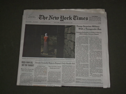 2017 JULY 27 NEW YORK TIMES - TRUMP SURPRISES MILITARY WITH TRANSGENDER BAN