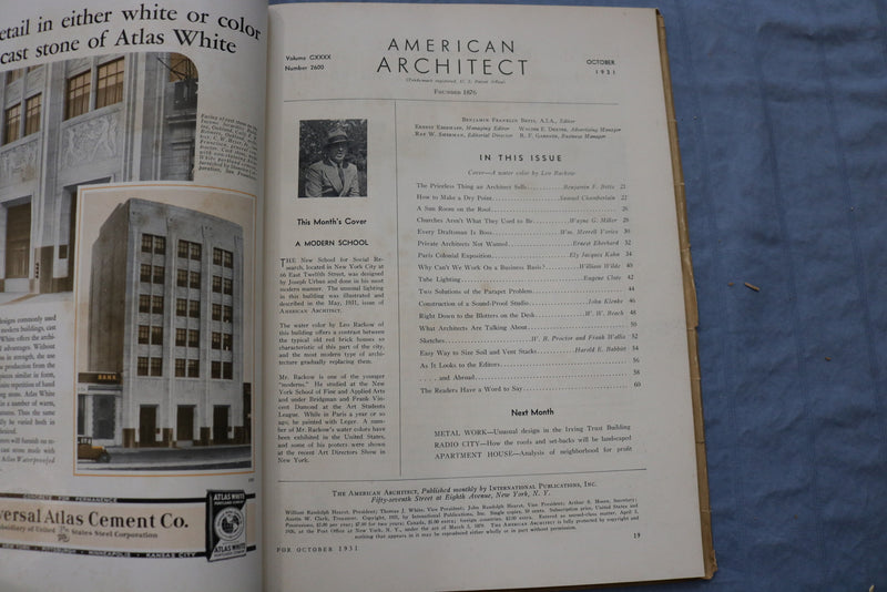 1931 OCTOBER THE AMERICAN ARCHITECT MAGAZINE - PHOTOS, STORIES & ADS - ST 5507N